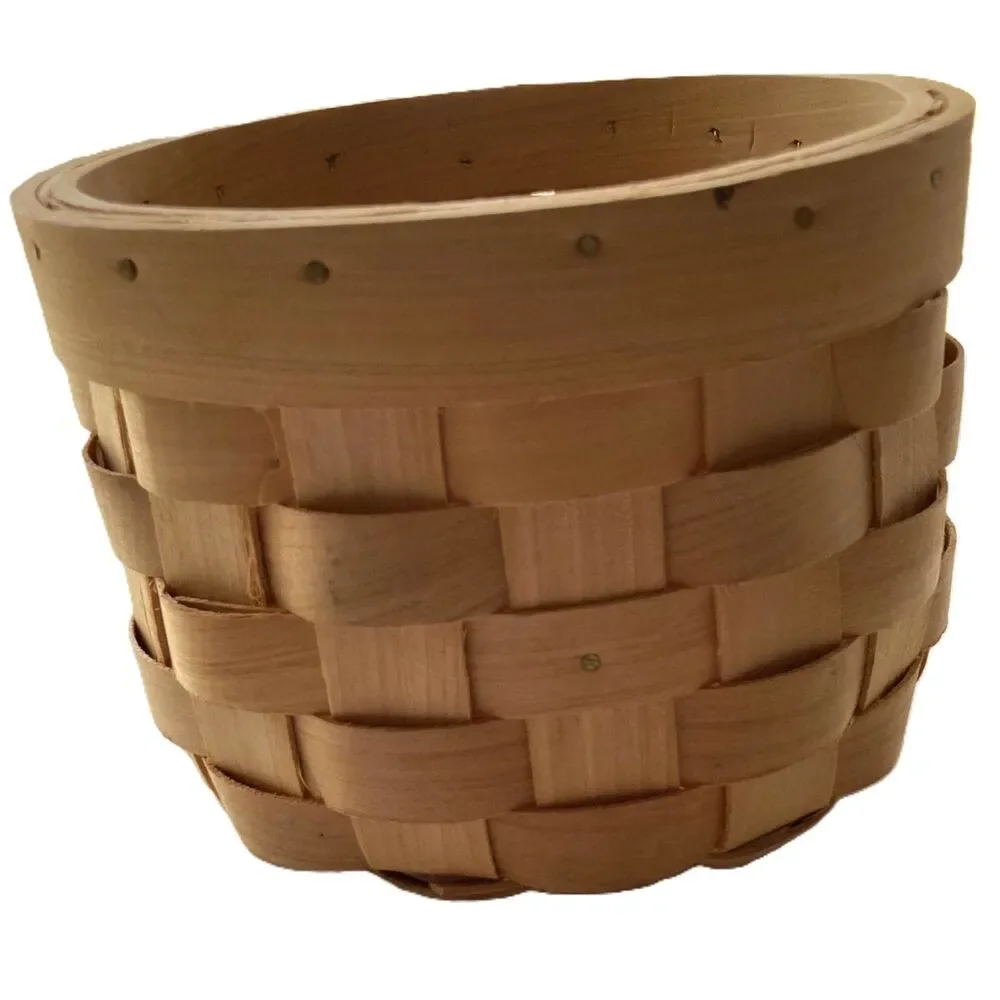 Small Mini Round Planter Basket Golden Oak 4 inches Tall 6 inch Diameter